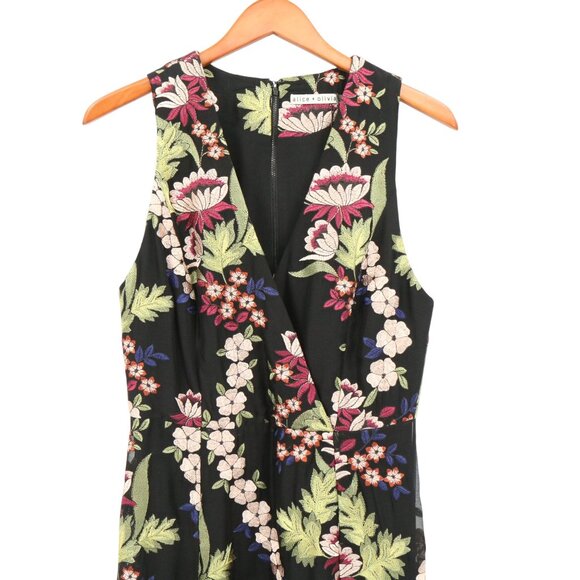NWT Alice + Olivia Sheena Black Floral Embroidered Midi Maxi Dress 10 - Picture 5 of 10